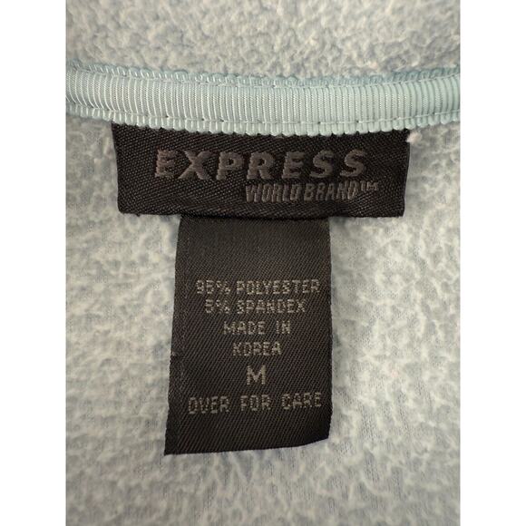 Express Size M Mock Neck Full Zip Sweater Jacket Blue Long Sleeve Stretch Pocket - Picture 7 of 9